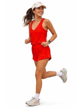 Lululemon Romper Jumper Speedy Runsie Running One Piece Shorts orange Size 4